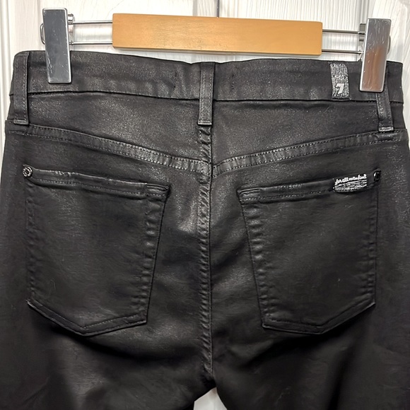 7 For All Mankind Shiny Coated Distressed Skinny Jeans - Picture 7 of 8
